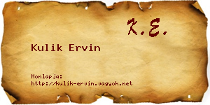 Kulik Ervin névjegykártya